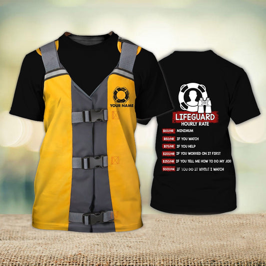 Customized Lifeguard Hourly Rate Shirt Lifeguard Pool Lifeguard Unifom Yellow Life Shirt TO1810