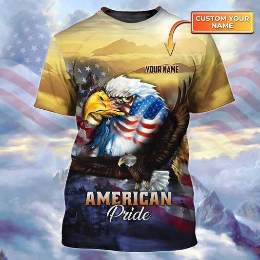 Personalized With Name 3D All Over Print Shirt Independence Day Pride American Eagle 3D T Shirt TO0152