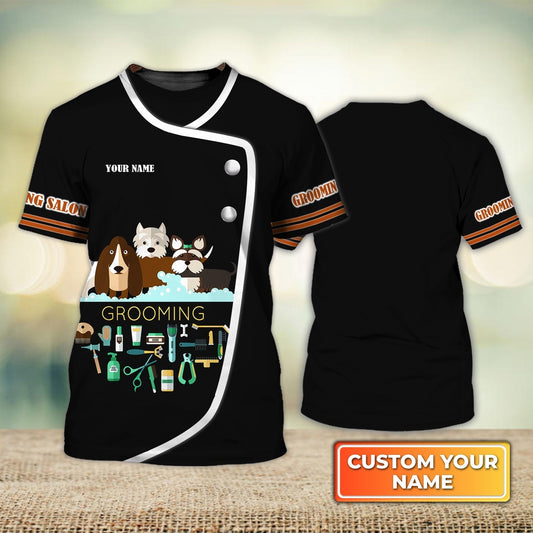 Personalized Grooming Salon Uniform T Shirt Dog Groomer Uniform Shirts Black Gift For Groomers TO1593