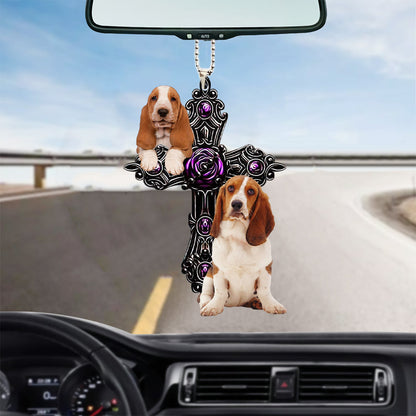 Basset Hound Pray For God Car Auto Hanging Ornament Dog Pray For God Ornament Lasfour OO0729