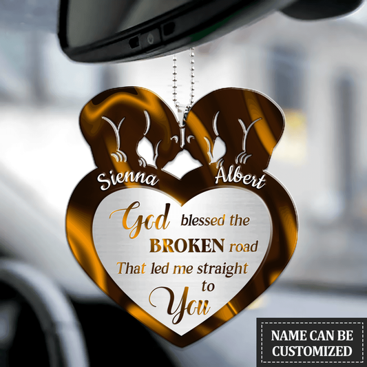 Personalized Bear Couple Ornament God Blessed The Broken Road Couple Ornament For Car OO0989