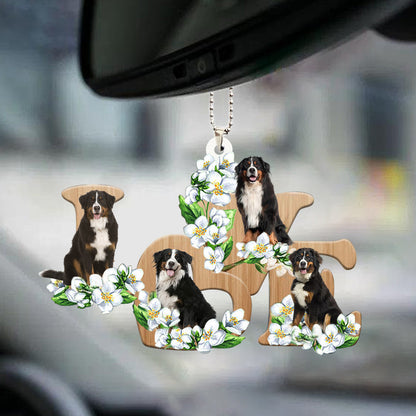 Cute Bernese Mountain Ornaments Love Flowers Dog Lover Car Hanging Ornament OO0907