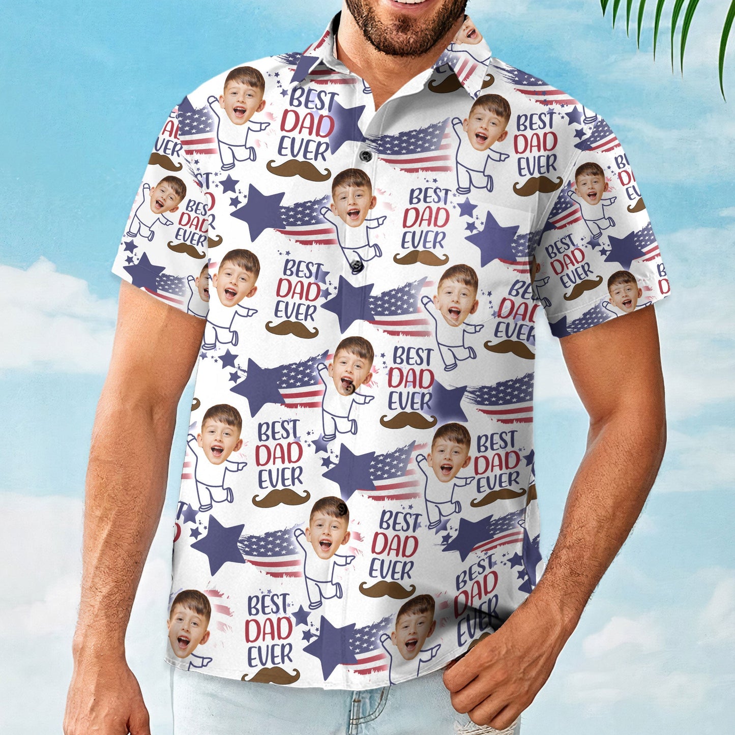 Photo Inserted Best Dad Ever - Personalized Photo Hawaiian Shirt HA0001