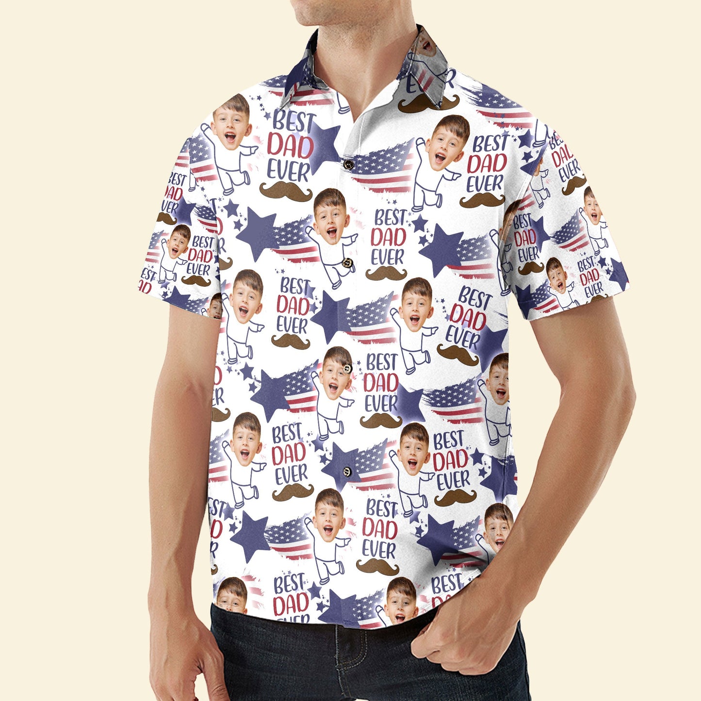 Photo Inserted Best Dad Ever - Personalized Photo Hawaiian Shirt HA0001