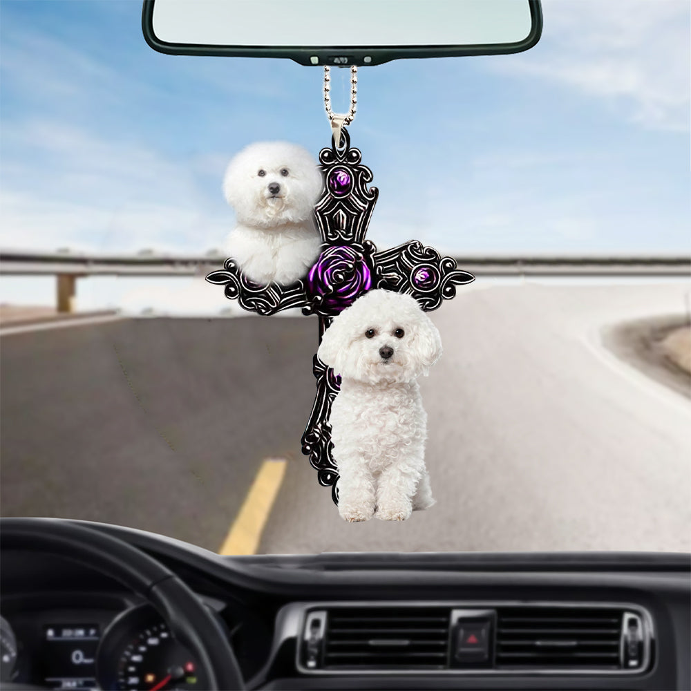 Bichon Frise Pray For God Car Hanging Ornament Dog Pray For God Ornament Lasfour OO0720