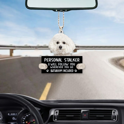 Bichon Frise Personal Stalker Car Front Mirror Hanging Ornament OO1050