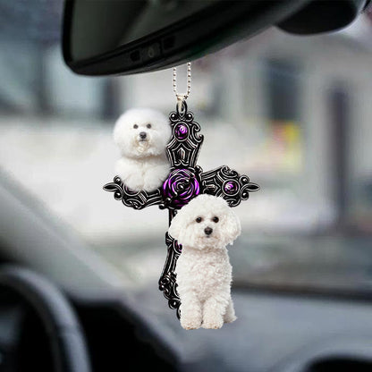 Bichon Frise Pray For God Car Hanging Ornament Dog Pray For God Ornament Lasfour OO0720