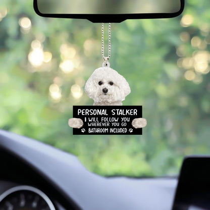 Bichon Frise Personal Stalker Car Front Mirror Hanging Ornament OO1050