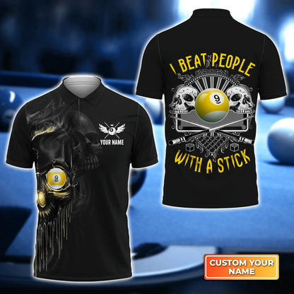 Dead Stroke Pool 8 Ball Skull On Fire 3D Polo Shirt, Billiard shirt for men, Gift For Billiard Players SO1380