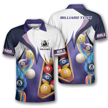 Billiard Purple Custom Billiard Shirts for Men, Custom Billiard ball for Team, Men's Billiard Polo Shirts SO0889