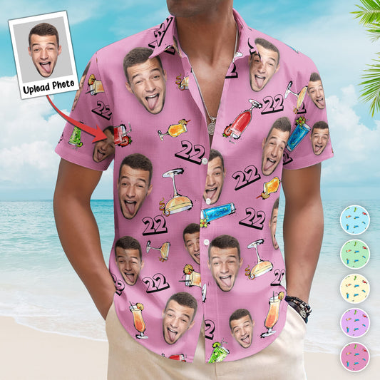 Birthday Party Drinks Custom Face Funny Birthday Gift- Custom Photo Hawaiian Shirts HA0024