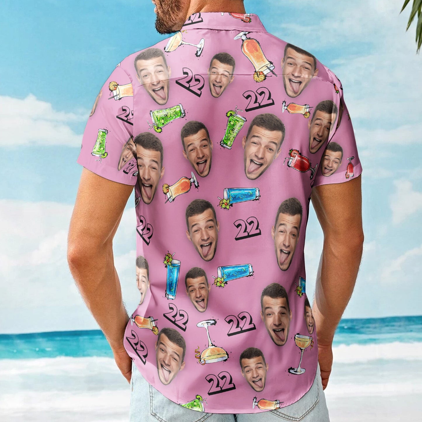 Birthday Party Drinks Custom Face Funny Birthday Gift- Custom Photo Hawaiian Shirts HA0024