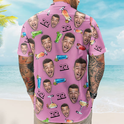 Birthday Party Drinks Custom Face Funny Birthday Gift- Custom Photo Hawaiian Shirts HA0024