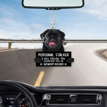 Black Pug Personal Stalker Auto Interior Hanging Ornament OO1047