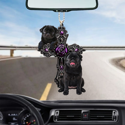 Black Pug Pray For God Car Hanging Ornament Dog Pray For God Ornament Lasfour SO1488