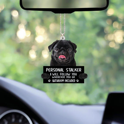 Black Pug Personal Stalker Auto Interior Hanging Ornament OO1047