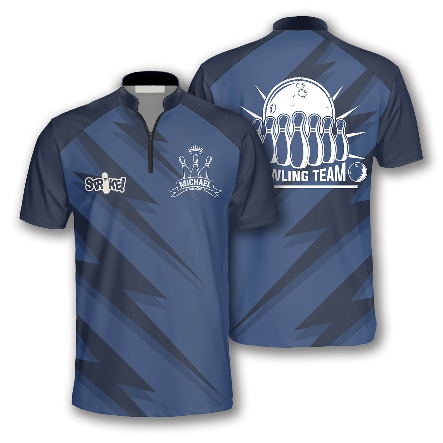 3D All Over Print Blue Lightning Custom Bowling Jerseys for Men, Uniform Shirt for Bowling Team SO0803