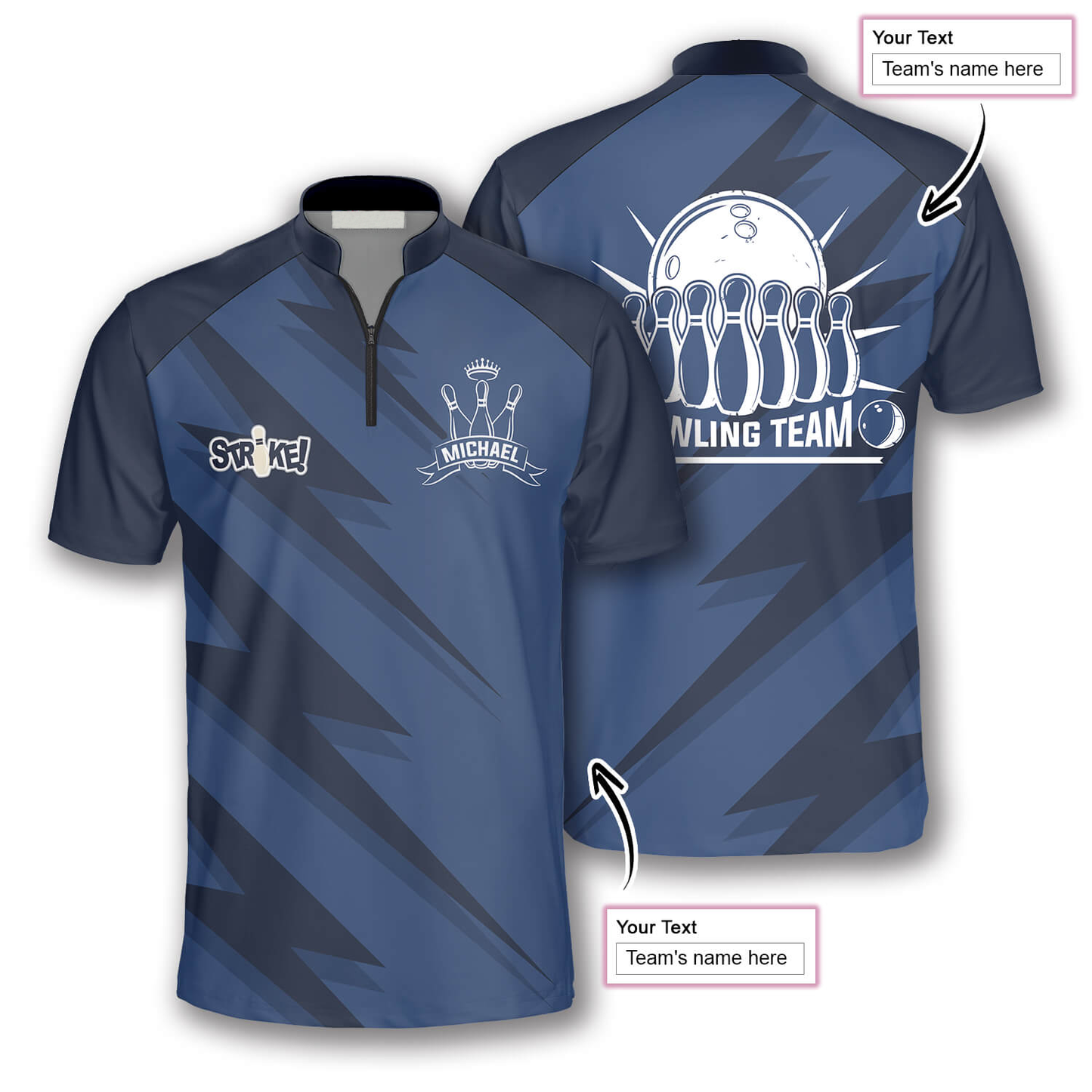 3D All Over Print Blue Lightning Custom Bowling Jerseys for Men, Uniform Shirt for Bowling Team SO0803