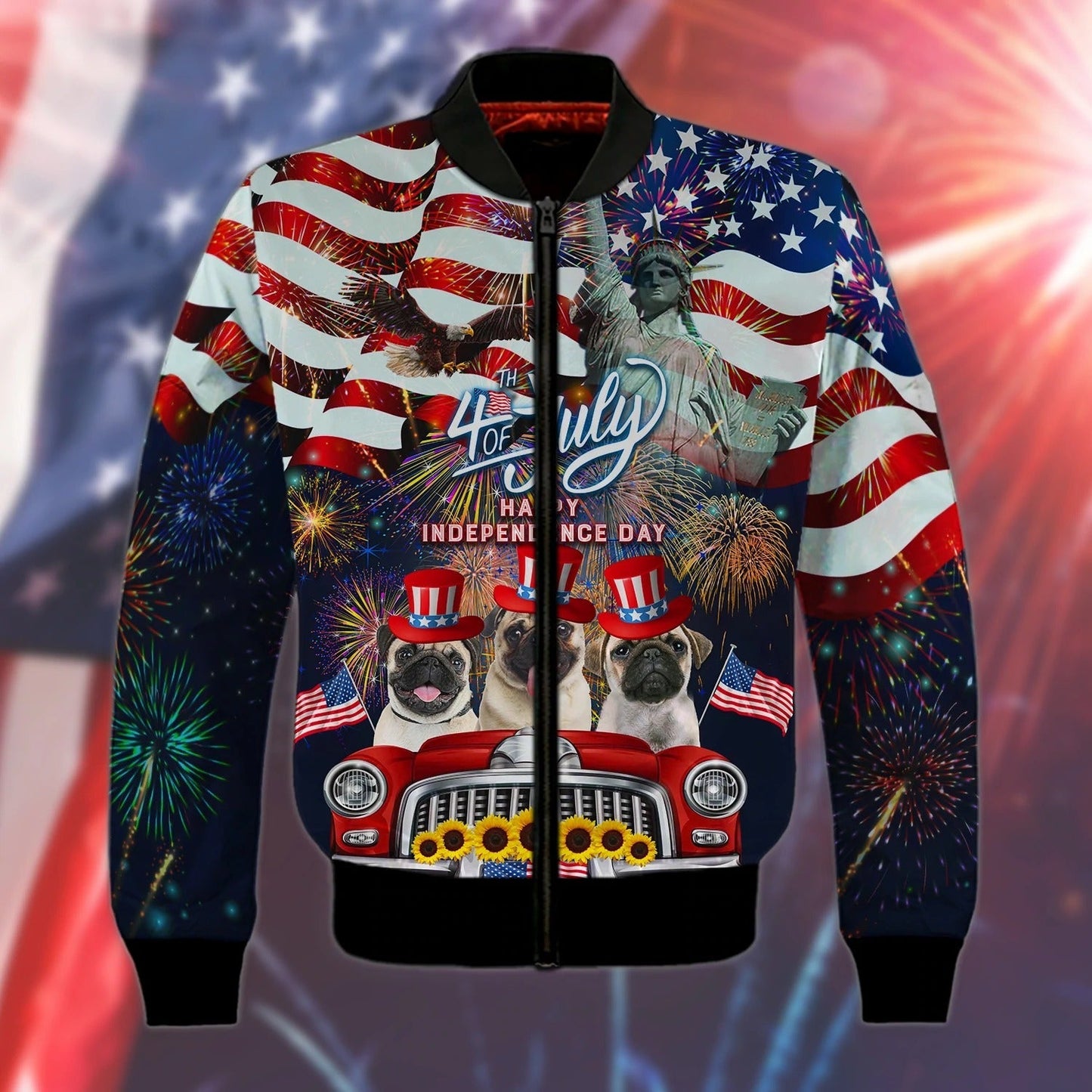 Pug American Hawaiian Shirt - Independence Day Is Coming- 3D Full Print Hoodie Bomber 4Th Of July Tee Shirts TO0159