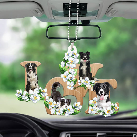 Cool Border Collie Love Flowers Dog Lover Car Hanging Ornament OO0905