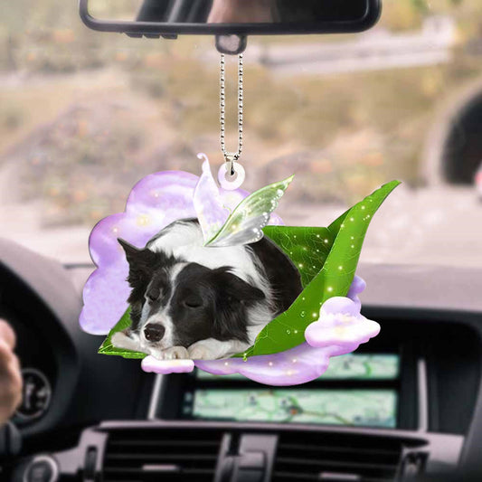 Border Collie-Sleep On Fallen Leaves-Two Sided Ornament OO0557