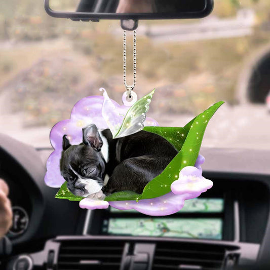 Boston terrier-Sleep On Fallen Leaves-Two Sided Ornament OO0511