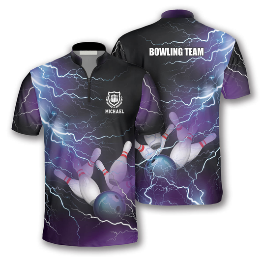 Bowling Strike Thunder Lightning Custom Bowling Jerseys for Men, Uniform Shirt for Bowling Team SO0511