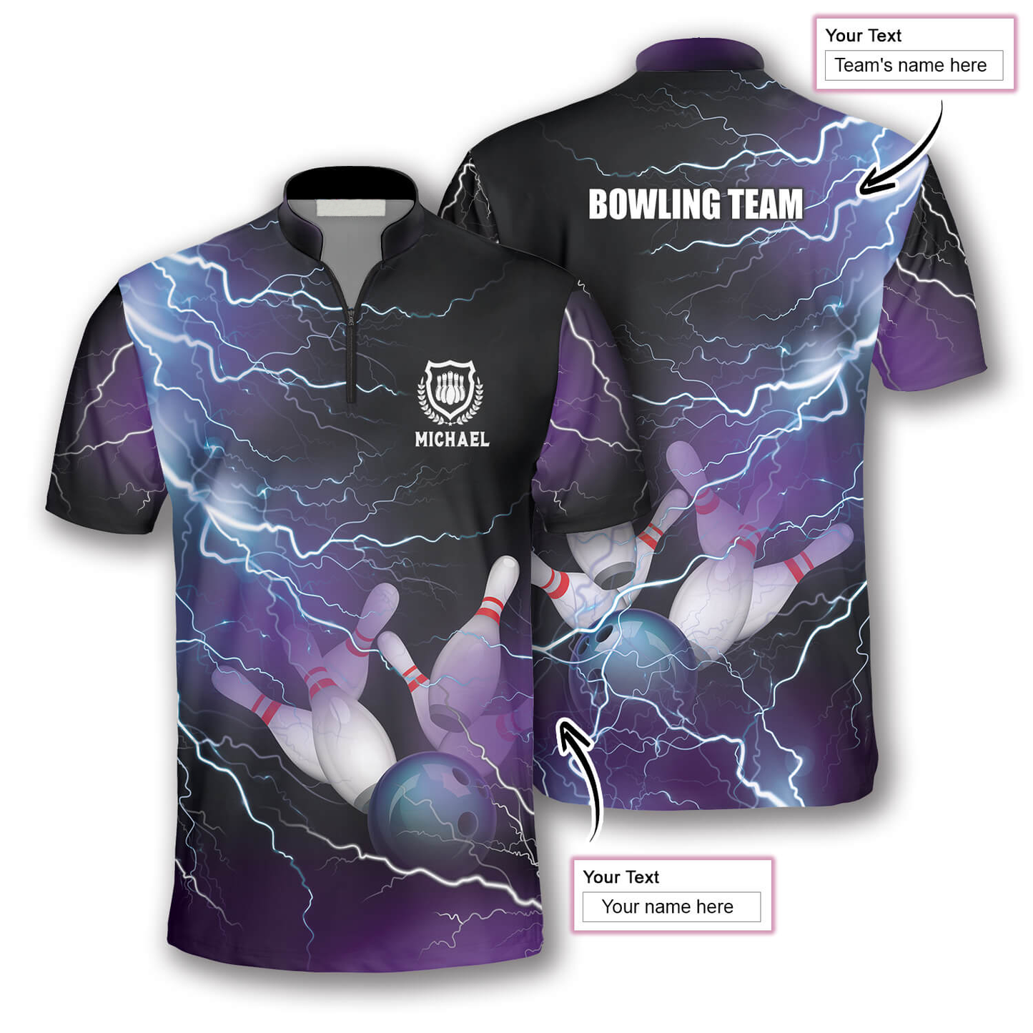 Bowling Strike Thunder Lightning Custom Bowling Jerseys for Men, Uniform Shirt for Bowling Team SO0511