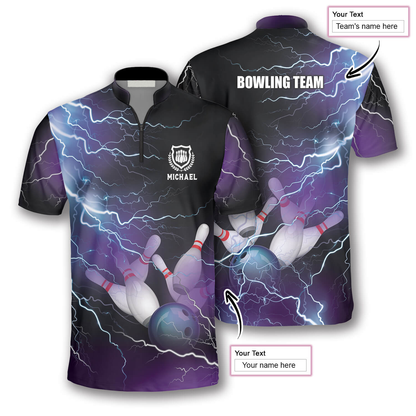 Bowling Strike Thunder Lightning Custom Bowling Jerseys for Men, Uniform Shirt for Bowling Team SO0511