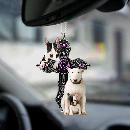 Bull Terrier Pray For God Car Hanging Ornament Dog Pray For God Ornament Lasfour OO0736