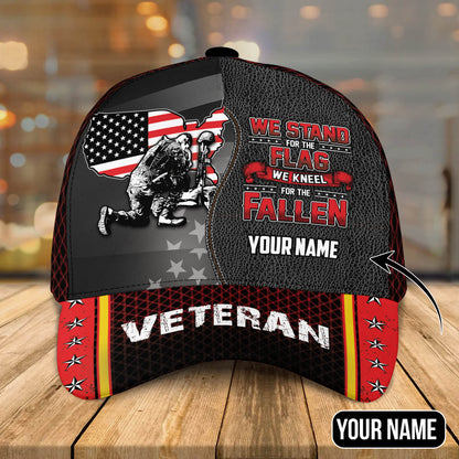 Custom Name US Veteran We Stand for The Flag Personalized Classic Adjustable Cap, Gift For Veteran CA0006