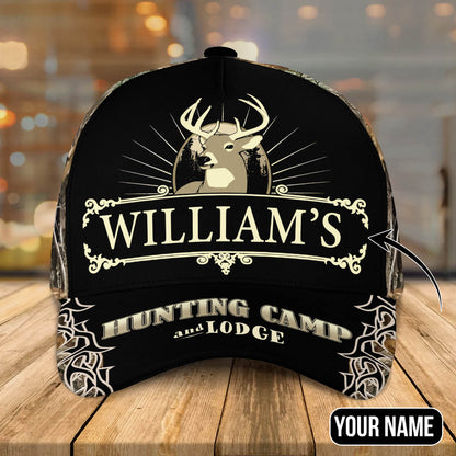 Personalized Name Deer Hunting Camp & Lodge Classic Caps CA0269