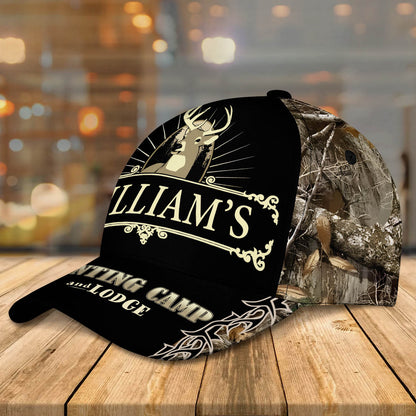 Personalized Name Deer Hunting Camp & Lodge Classic Caps CA0269