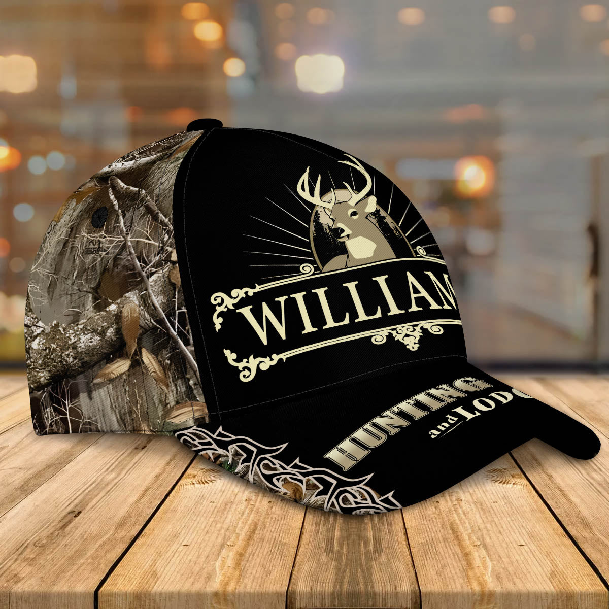 Personalized Name Deer Hunting Camp & Lodge Classic Caps CA0269