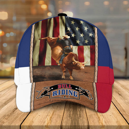 Bull Riding Texas Flag Ball Cap CA0424