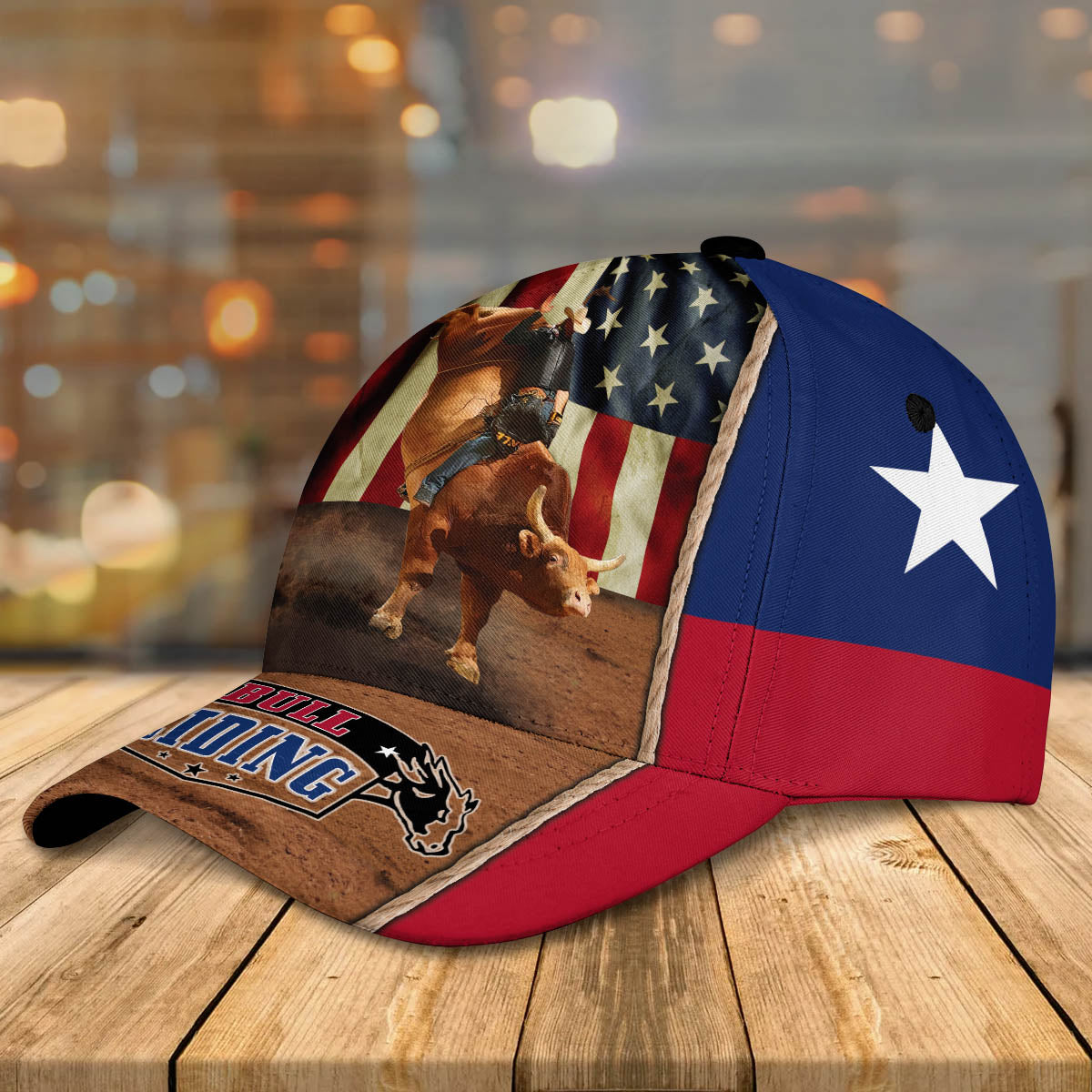 Bull Riding Texas Flag Ball Cap CA0424