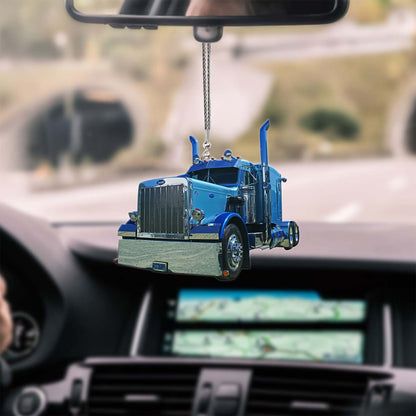 Lasfour Blue Truck Car Hanging Ornament Trucker Ornament Gift For Trucker OO0661