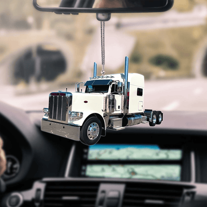 Lasfour White Truck Car Hanging Ornament Trucker Gifts OO0627