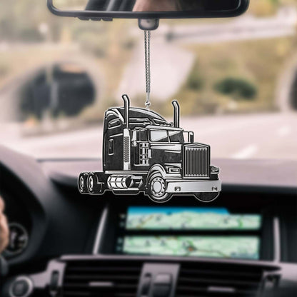 Lasfour Silver Truck Car Hanging Ornament 3D Truck Ornament Gift To Trucker OO0651