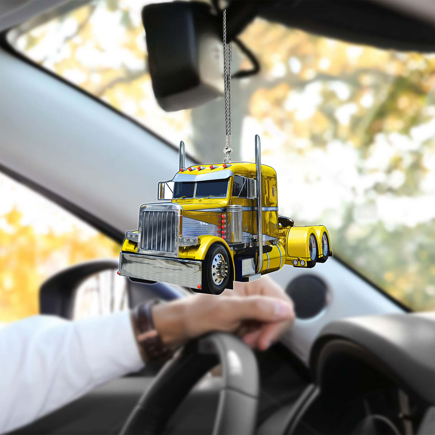 3D Yellow Truck Hanging Ornament For Auto Car Ornament OO0630