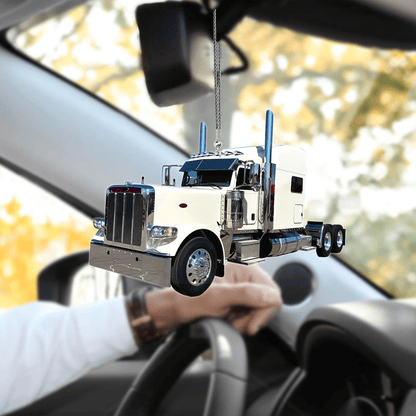 Lasfour White Truck Car Hanging Ornament Trucker Gifts OO0627