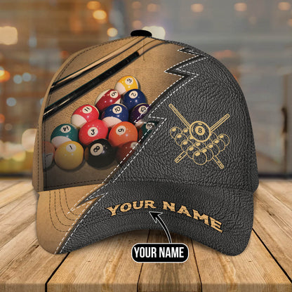 Customized Name Leather Billiard Classic Cap, Baseball Cap Billiard for Men, Billiard Hat CO0178