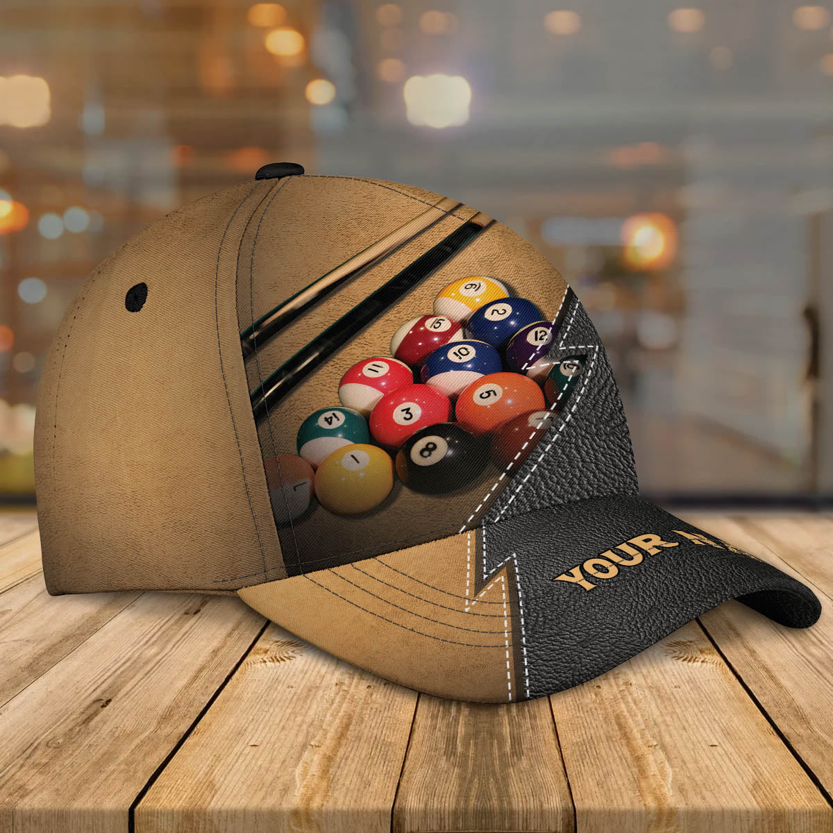 Customized Name Leather Billiard Classic Cap, Baseball Cap Billiard for Men, Billiard Hat CO0178