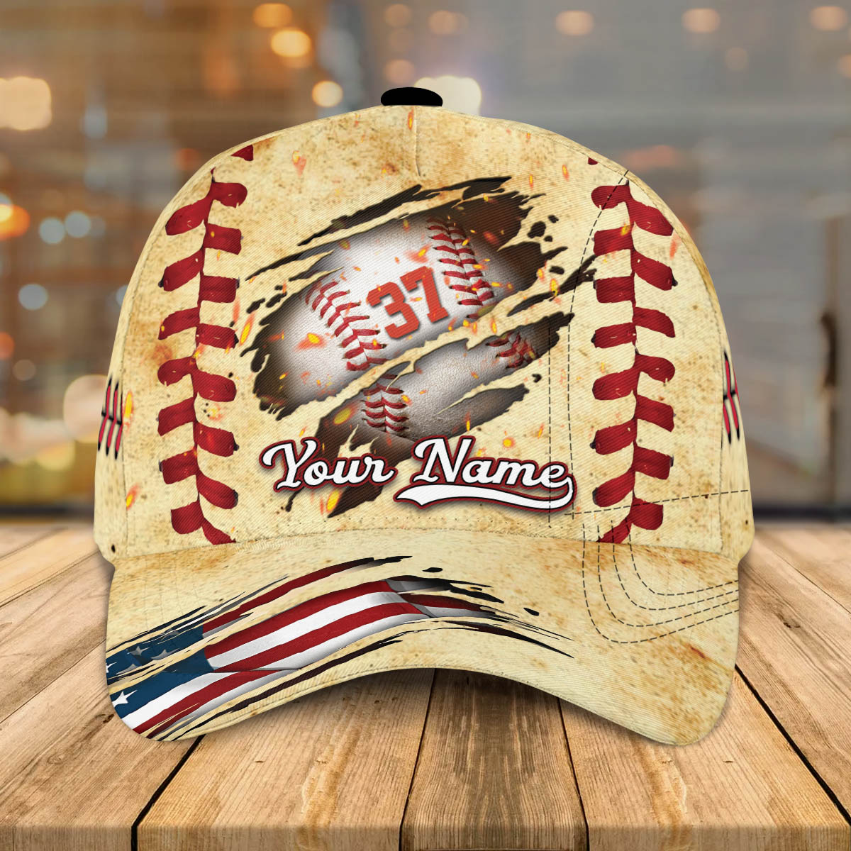 Personalized Custom Crack Baseball Classic Cap, Baseball Flag USA Cap, Classic Cap for Baseball Lover CO0204