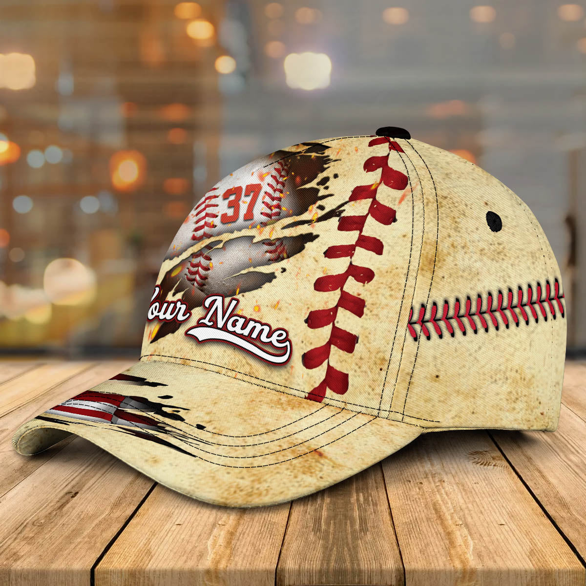 Personalized Custom Crack Baseball Classic Cap, Baseball Flag USA Cap, Classic Cap for Baseball Lover CO0204