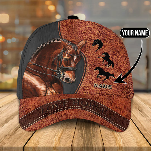 Custom Name Brown Horse Equestrian Printing Baseball Cap Hat, 3D Baseball Horse Caps CO0404