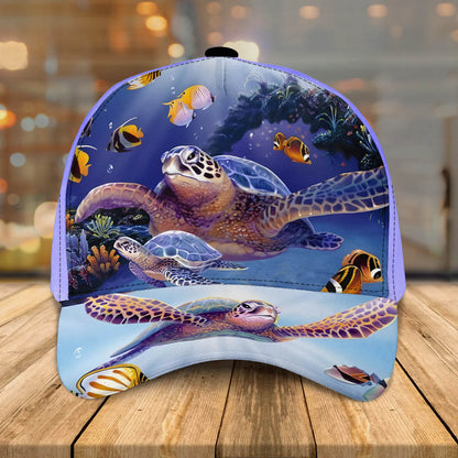 Turtle Ocean Theme Print Baseball Cap Lasfour CO0722