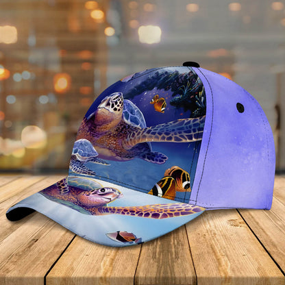 Turtle Ocean Theme Print Baseball Cap Lasfour CO0722