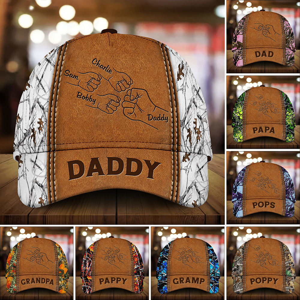 Grandpa Papa Daddy Fist Bump Fathers Day Family Personalized Cap CO1067