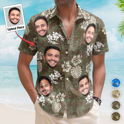 Camo Tropical Beach Pattern Hawaii Aloha Shirts - Custom Photo Hawaiian Shirts HA0050